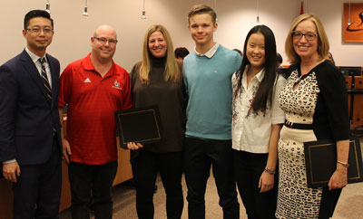 Bill Crothers students with Board representatives