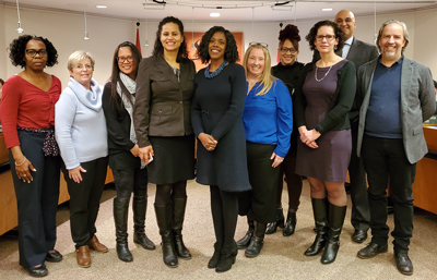 Middlefield Collegiate Institute Teacher Claudette Rutherford with other staff members