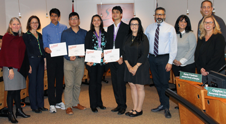 Canadian Science Fair winners with staff and trustees