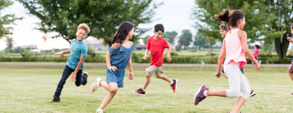 Children running outside