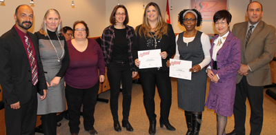 Principals Donna Ford and Krysten Cameron with Board representatives