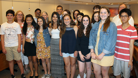 Students from Aurora High School with Board representatives