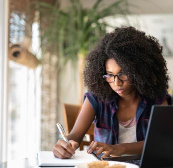 Student working on homework