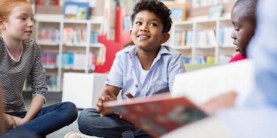 Students listening to book being read